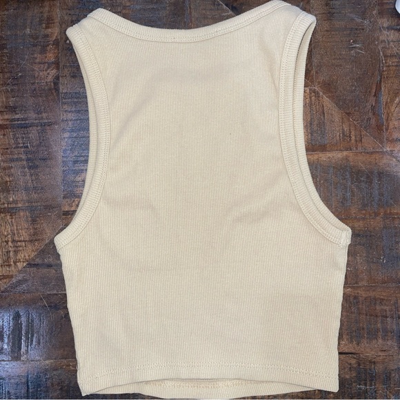 Zara Sleeveless Basic Ribbed Crop Tank Tops Tan Color Size Small - Picture 2 of 6